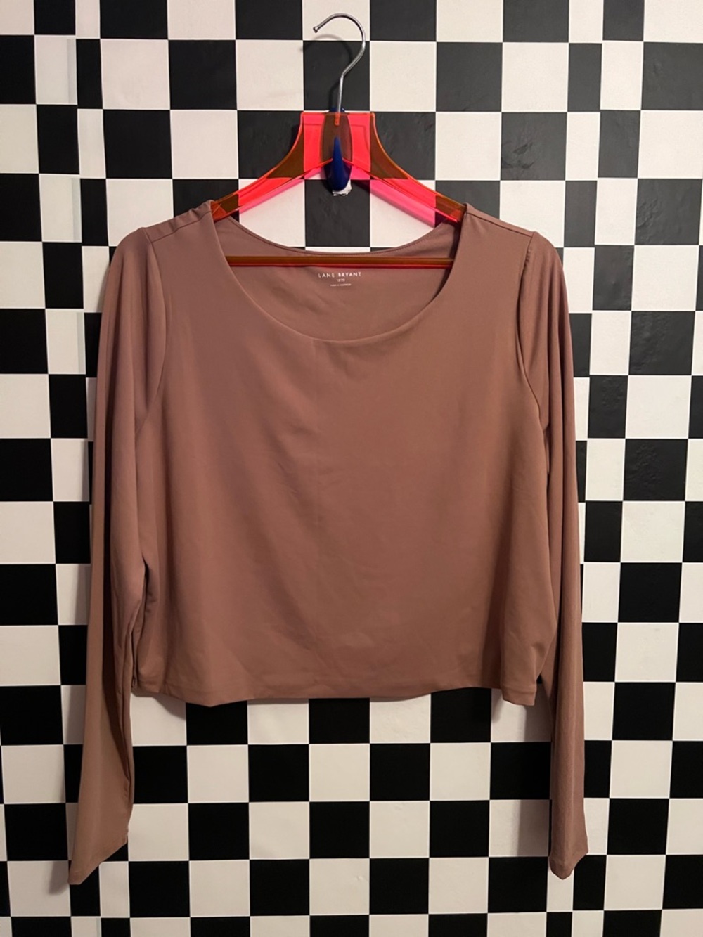 Lane Bryant Mauve Scoop-Neck Long Sleeve Top
